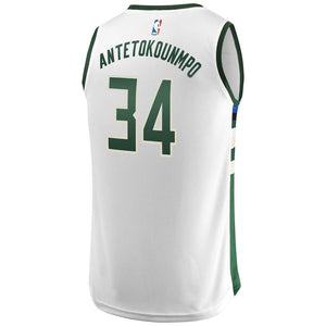 Giannis Antetokounmpo Milwaukee Bucks Branded Youth Fast Break Jersey White - Association Edition 2018/2019