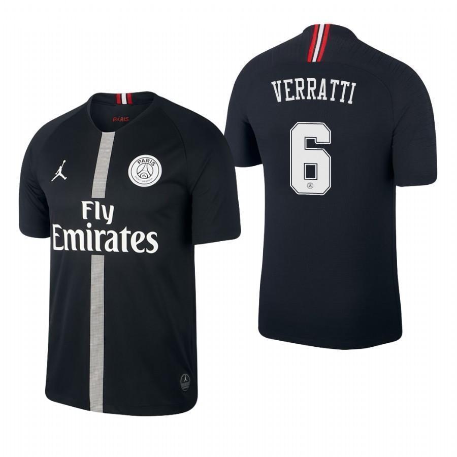 Marco Verratti Paris Saint-Germain X Jordan Champions League Jersey 2018/19 Black
